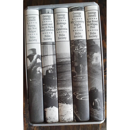 75 - Cased 5-volume Folio Society hardback Reportage set George Orwell  the Road to Wigan Pier / My Count... 