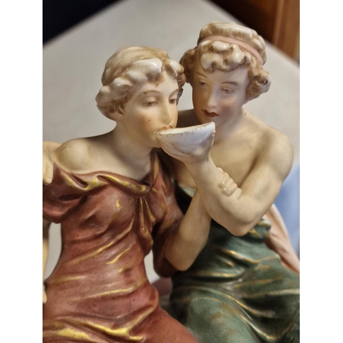 8 - Large Royal Dux Porcelain Figure of Man and Lady - 26cm