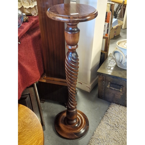 9 - Round-Topped Plant Stand with Barley Twist Leg - 93cm tall, 26cm diameter top