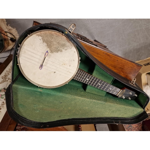 97 - George Formby 1930's Cased 'Down South' Banjolele - possibly played by George given the 'GF' marks t... 