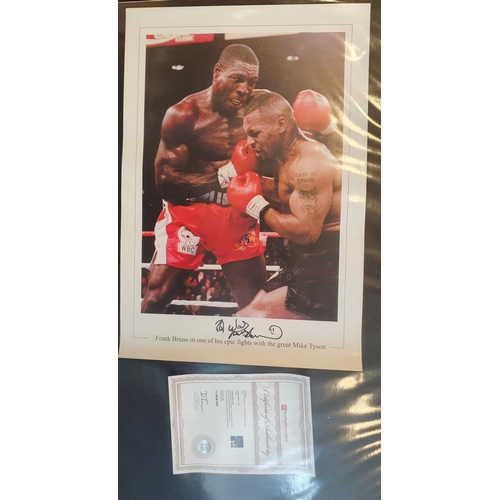 10c - Signed Henry Cooper (vs Muhmmad Ali) + Frank Bruno Boxing Sporting Memorabilia Photograph + Certific... 