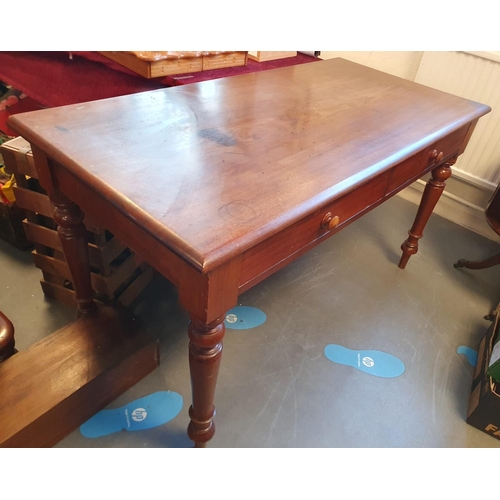 111c - Oak Vintage Two Drawer Desk Table - 138x67x77cm