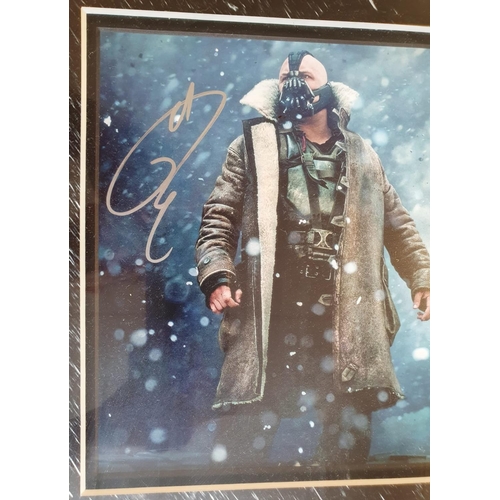 49a - Autographed Signed Tom Hardy as Bane, Dark Knight Rises Batman Memorabilia - very well framed, 76x50... 