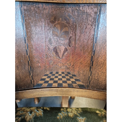 111d - Pair of Turn of the Century Arts & Crafts Westmoreland Style Games Table Chairs with Marquetry/Inlai... 