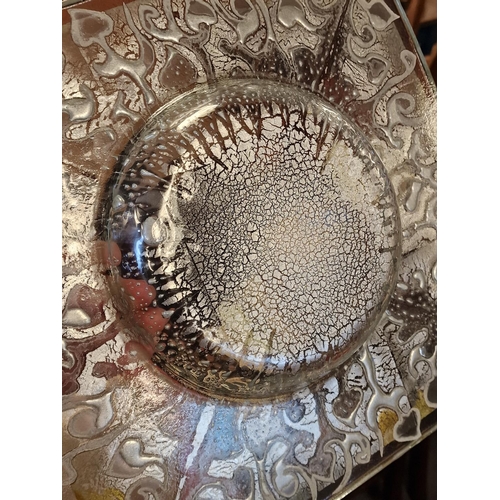 230 - Decorated Designer Glass Centrepiece Plate - Purchased from Robert Thompson/Mouseman Shop in Kilburn