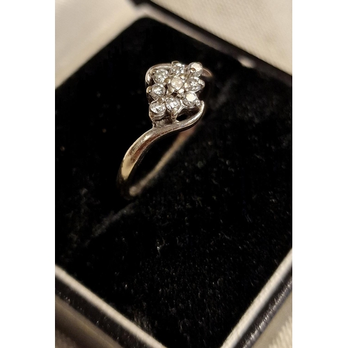 235 - 9ct White Gold & Diamond Cluster Ring, size M+0.5