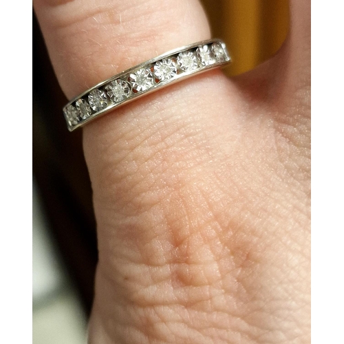 238 - 9ct White Gold & Diamond Half Eternity Ring, size M