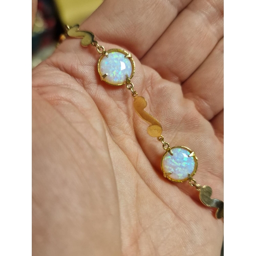 253 - 9ct Gold & Opal Designer Bracelet - 5.4g