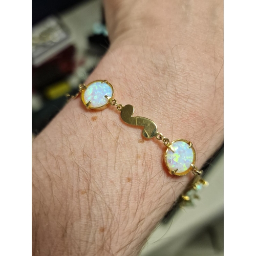 253 - 9ct Gold & Opal Designer Bracelet - 5.4g