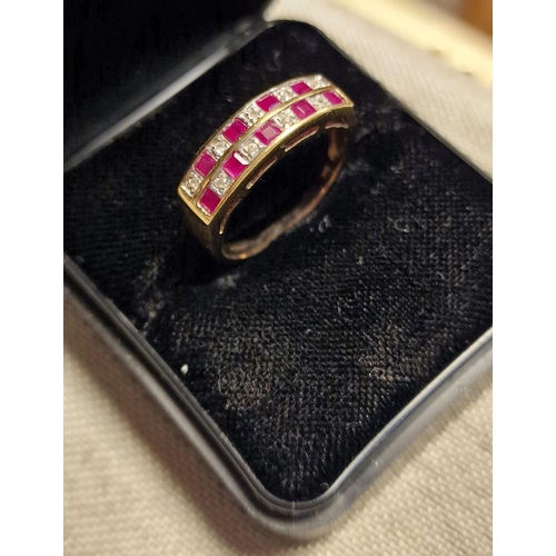 269 - 9ct Gold Double Row Ruby Eternity Ring, size N, 2.9g