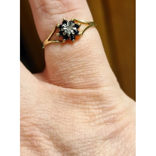 274 - 9ct Gold, Sapphire & Diamond Dress Ring, size K