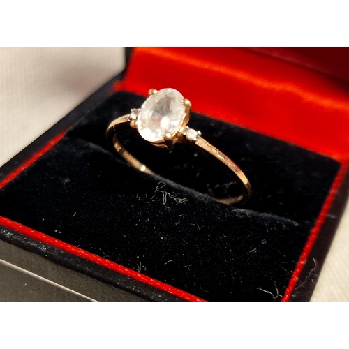 286 - 10ct Gold & Diamante Engagement Ring, size P+0.5