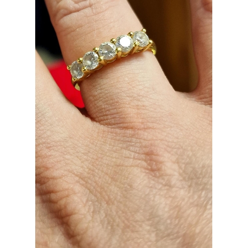 287 - 10ct Gold & Diamante Half Eternity Ring, 2.7g and size P