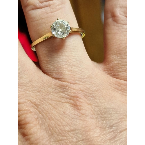 289 - 10ct Gold & Diamante Engagement Ring, size Q+0.5