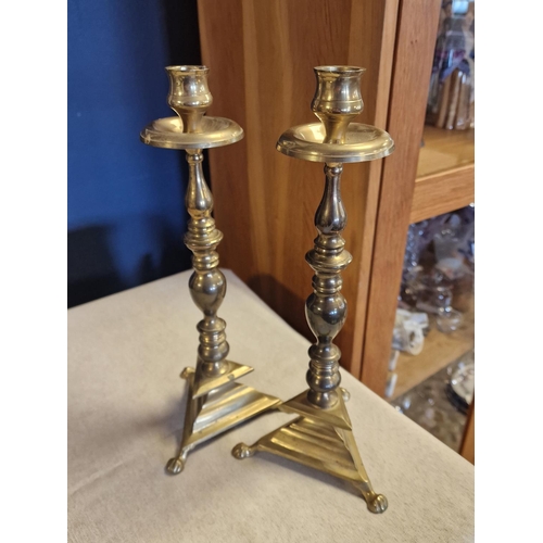 37g - Pair of Good Quality Vintage Brass Candlesticks