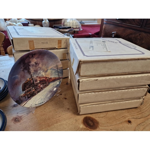 69y - Collection of Eight Davenport Railway Train Plates