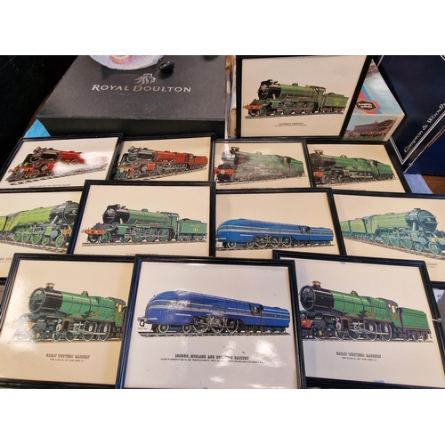 69z - Collection of 12 JB Edwards Southern Railway, London Midland, and Great Western Framed Lithograph Pr... 