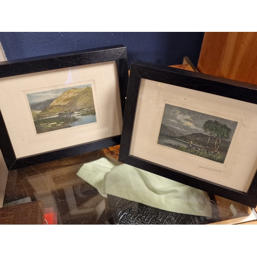 94q - Pair of Lake District  Coloured Etchings by Claude Rowbotham (1864-1949)