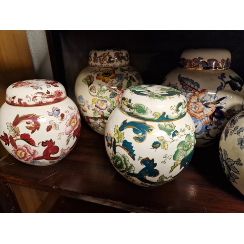 119h - One Shelf Full of Masons Ginger Jars, varying sizes as per photo