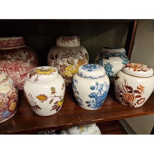 119h - One Shelf Full of Masons Ginger Jars, varying sizes as per photo