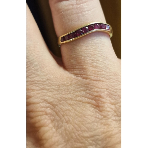 139 - 9ct Gold & Ruby Wishbone Eternity Ring, size R