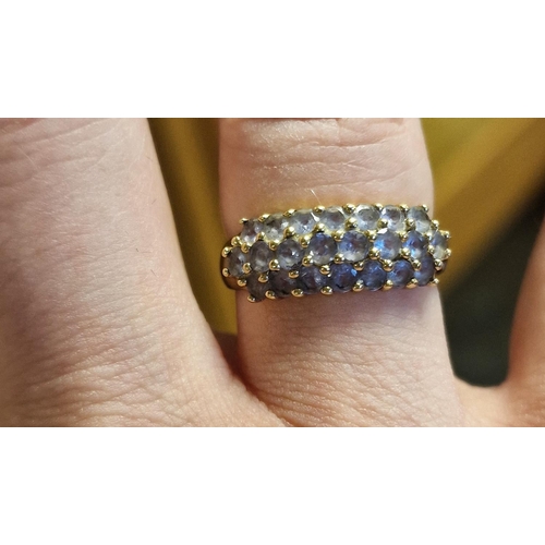 149 - 9ct Gold & Tanzanite Triple Row Half Eternity Ring, 2.85g and size P