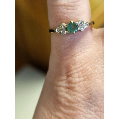 152 - 9ct Gold Emerald and Diamond Dress Ring, size N