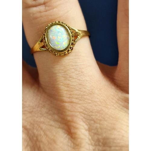 168 - 9ct Gold & Opal Dress Ring, size P+0.5