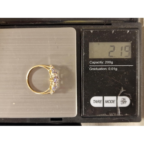 171 - 9ct Gold, Ameythst & Diamond Dress Ring, 2.2g and size P+0.5