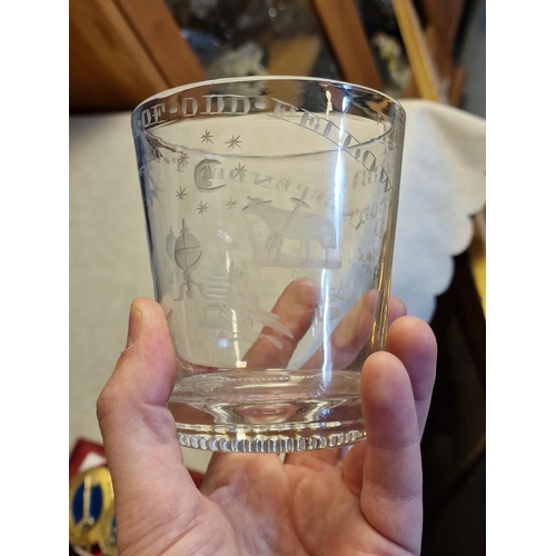 20a - Mid 19th Century Masonic Glass Tumbler - inscribed 