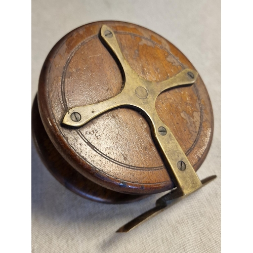 56 - Antique Wooden Fishing Reel - possibly Hardy