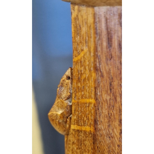 6 - Robert Thompson Mouseman Carved Wooden Stool - mouse to upper leg, 41x28x39cm