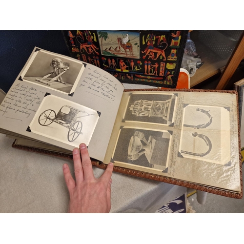 68 - Pair of Egyptian Leather-Backed Vintage Scrapbooks w/ Various Clippings and Photographs of Early 20t... 