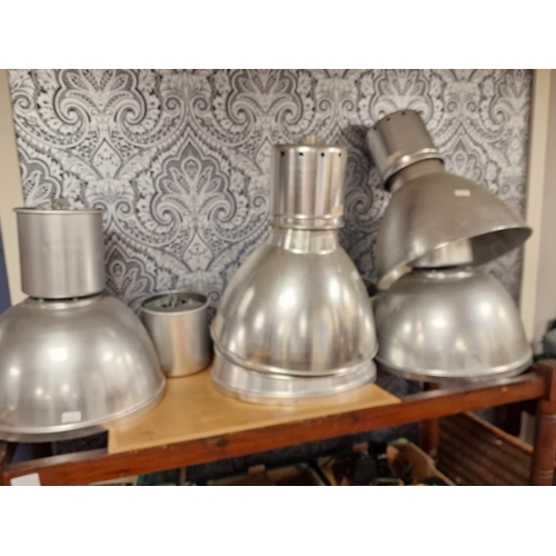 268 - Set of Very Large Industrial Aluminium Celing Lights Lamps