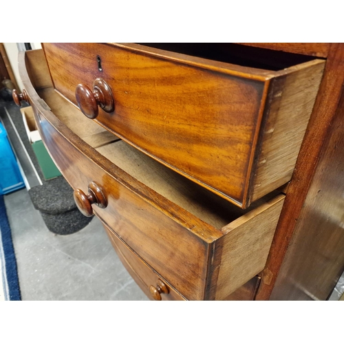 119 - Antique Bow-Fronted Two-Over-Three Chest of Drawers - 102x104x49cm