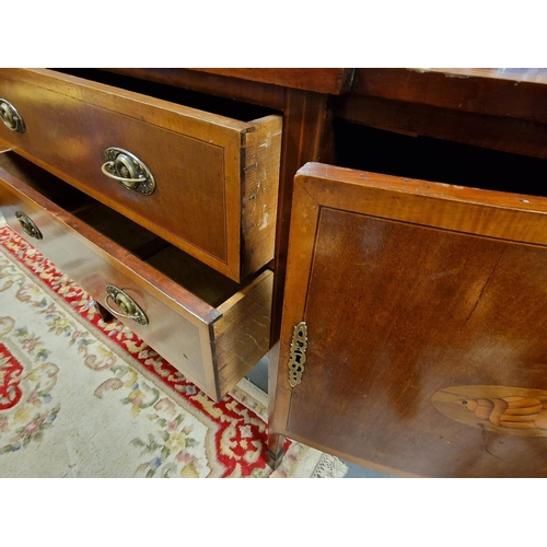 123 - Large Edwardian Inlaid Wood Sideboard - 183x92x63cm