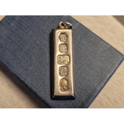 178 - 925 Hallmarked Sterling Silver Ingot Pendant - marked CH, likely Charles Horner, 30.1g