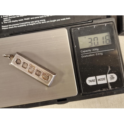 178 - 925 Hallmarked Sterling Silver Ingot Pendant - marked CH, likely Charles Horner, 30.1g