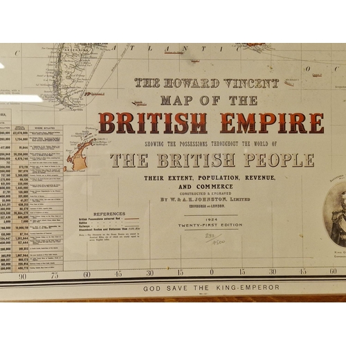 54 - Well Framed Good Quality Howard Vincent Map of the British Empire Print - 64x72cm inc frame