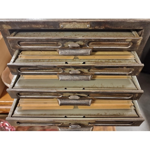 95c - Large Vintage Metallic Remington Kardex Metallic Drawers Box