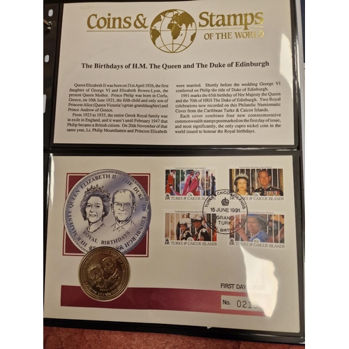 95i - Group of Six British Royal Family First Day Cover Sets inc Commemorative Coin Examples