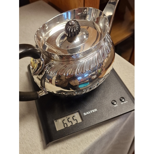 51b - Antique 1891 Sheffield Hallmarked Silver Teapot by Robert/Charles Belk - 655g