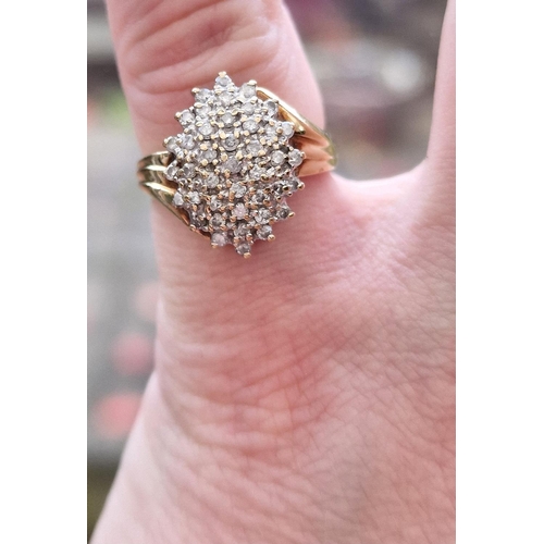 103 - 9ct Gold and 0.5ct Diamond Cluster Ring, size L+0.5 & 4.7g