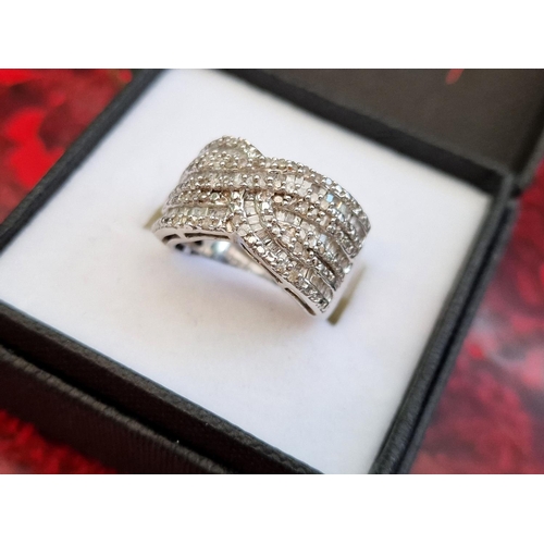 104 - 925 Sterling Silver and Diamond Cluster Ring, size M & 7.85g