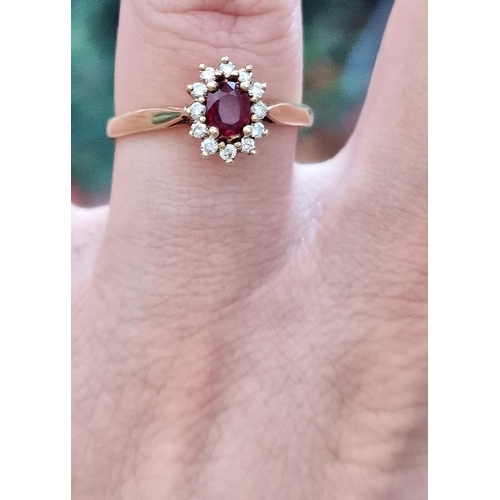 111 - 9ct Gold, Garnet & Diamond Dress Ring, size S and 2g