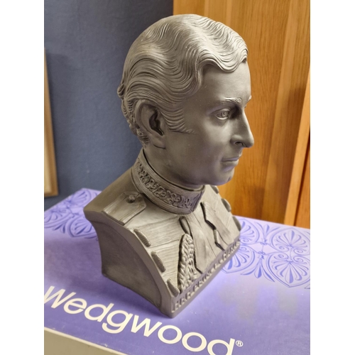 13 - Cased 1981 Wedgwood Black Basalt Bust of Prince Charles (now King Charles) in connection with the Ro... 