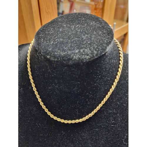 139 - 9ct Gold Rope Necklace Chain - 4.8g