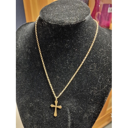 140 - 9ct Gold Crucifix Necklace Chain - 10.2g