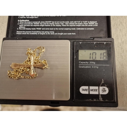 140 - 9ct Gold Crucifix Necklace Chain - 10.2g