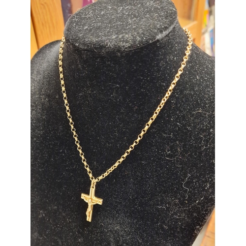 141 - 9ct Gold Crucifix Necklace Chain - 11.3g